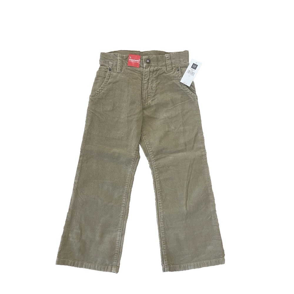NWT Vtg  Y2K Gap Kids Pants Boys 6 Dk Beige Corduroy Adjustable Waist Wide‎ Leg